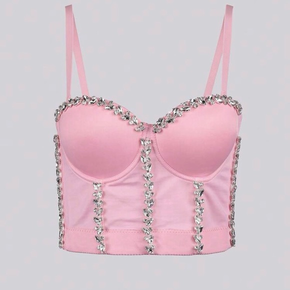 Chic Pink Embellished Bustier size S - Picture 7 of 12